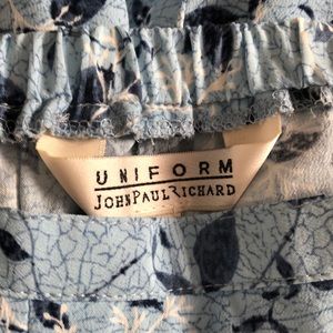 Long skirt blue leaf print